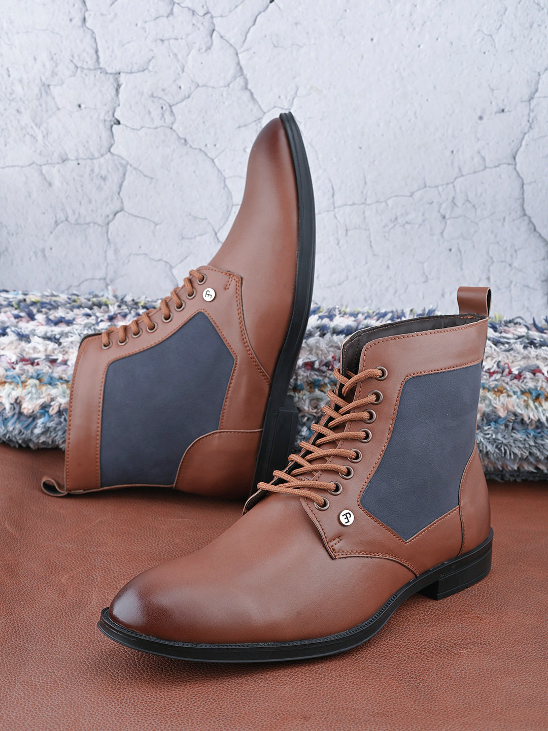 EL PASO Men Tan Faux Leather Casual Lace Up Boots-7
