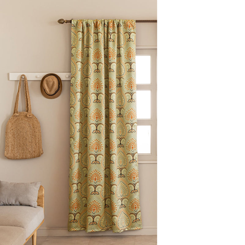 Imprimer Floral - Rod Pocket DP Blackout Curtain (Green & Pink)-6