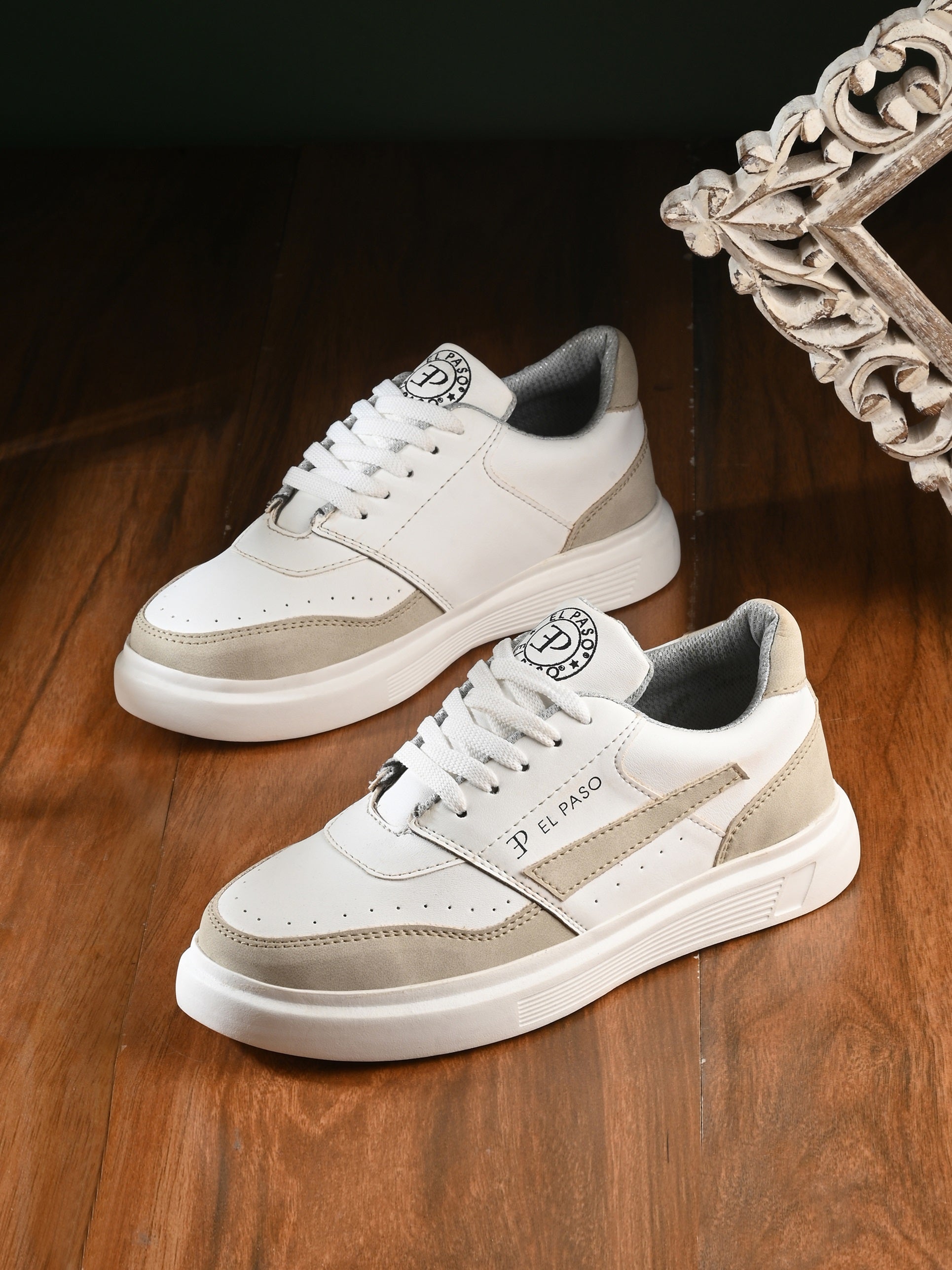 EL PASO Faux Leather Casual Lace Up Sneakers For Women-8