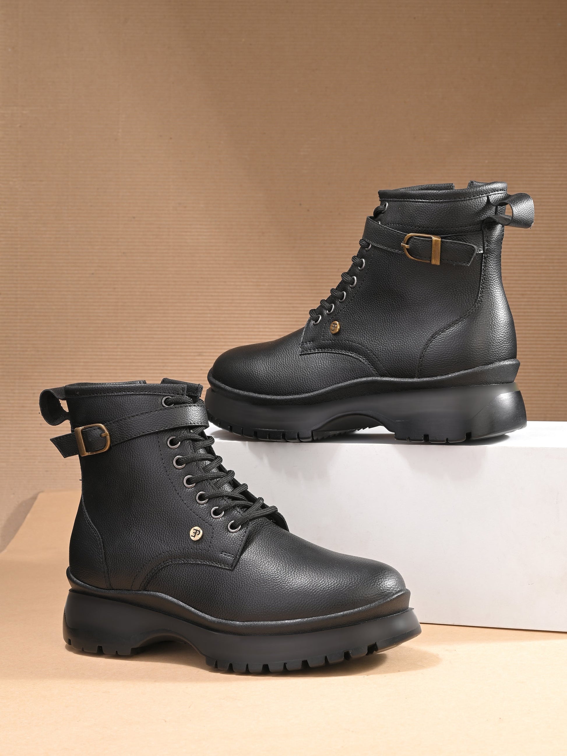 El Paso Women Black Faux Leather Casual Lace Up Boots-8