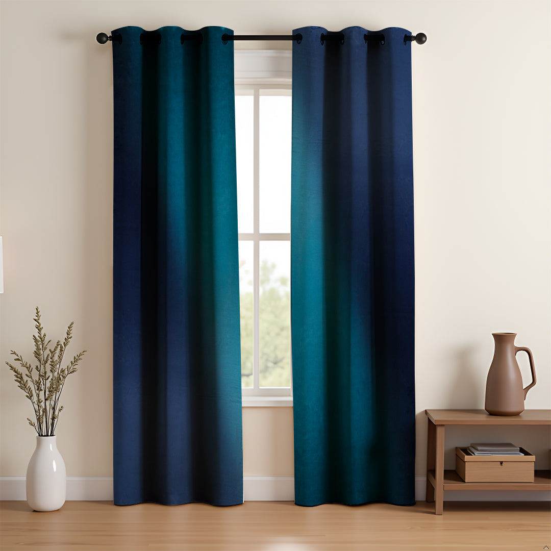 Blackout Ombre Curtain (Turquoise & Blue)-1