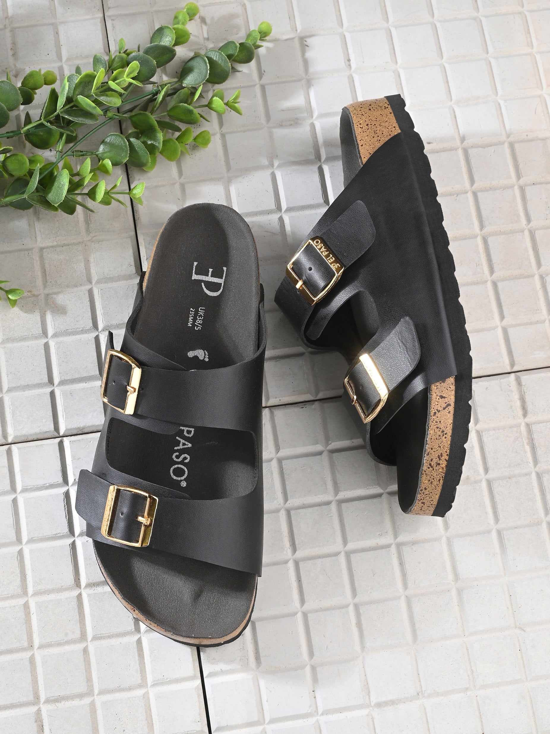 Luxurious Camel Leather Double-Strap Sandal For Women-69
