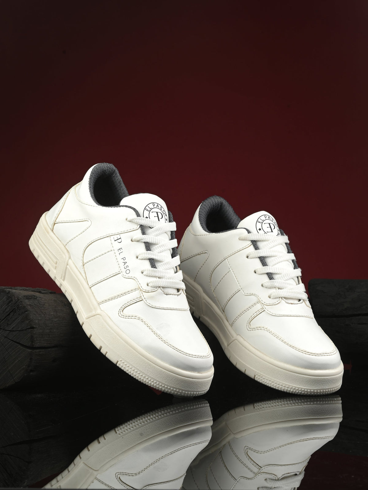 White Lace-Up Platform Heel Sneakers 