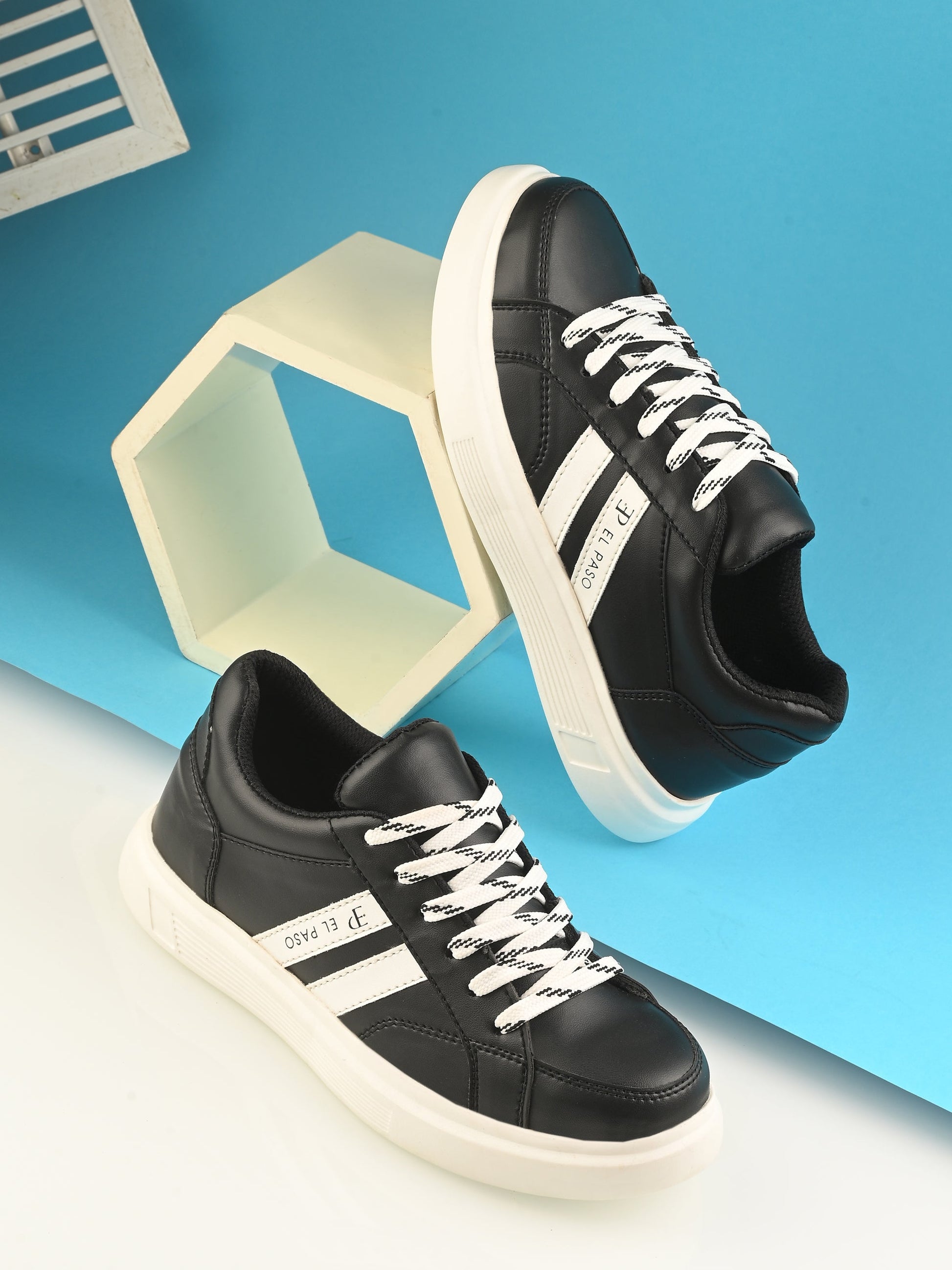 EL PASO Faux Leather Casual Lace Up Sneakers For Women-26