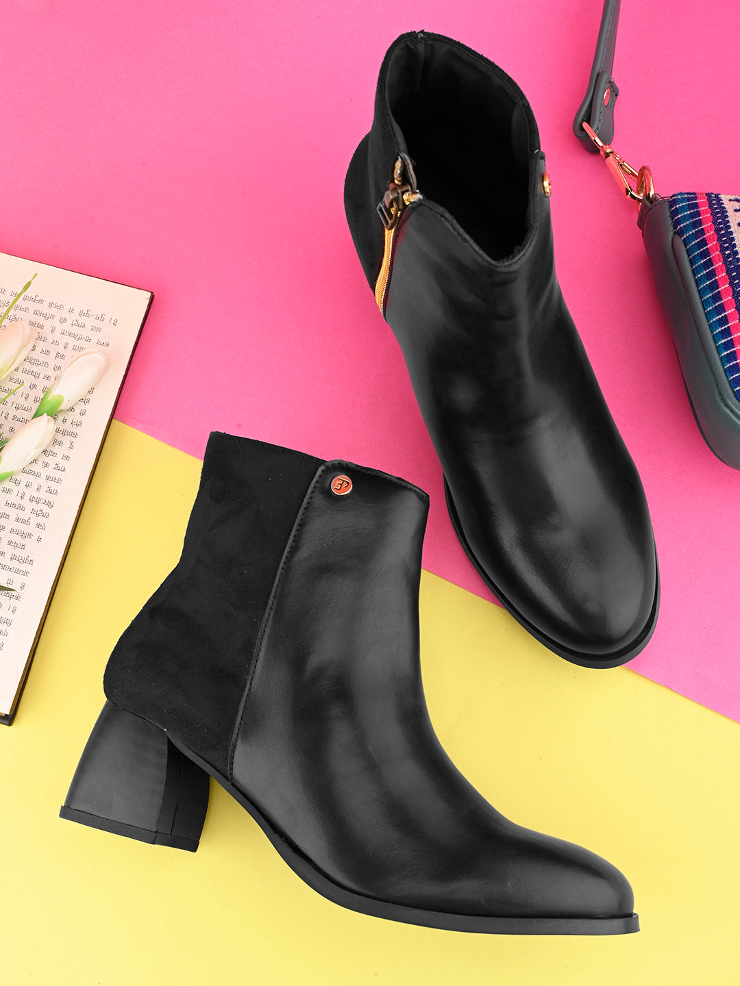 EL PASO Women Black Faux Leather Casual Chelsea Boots-7