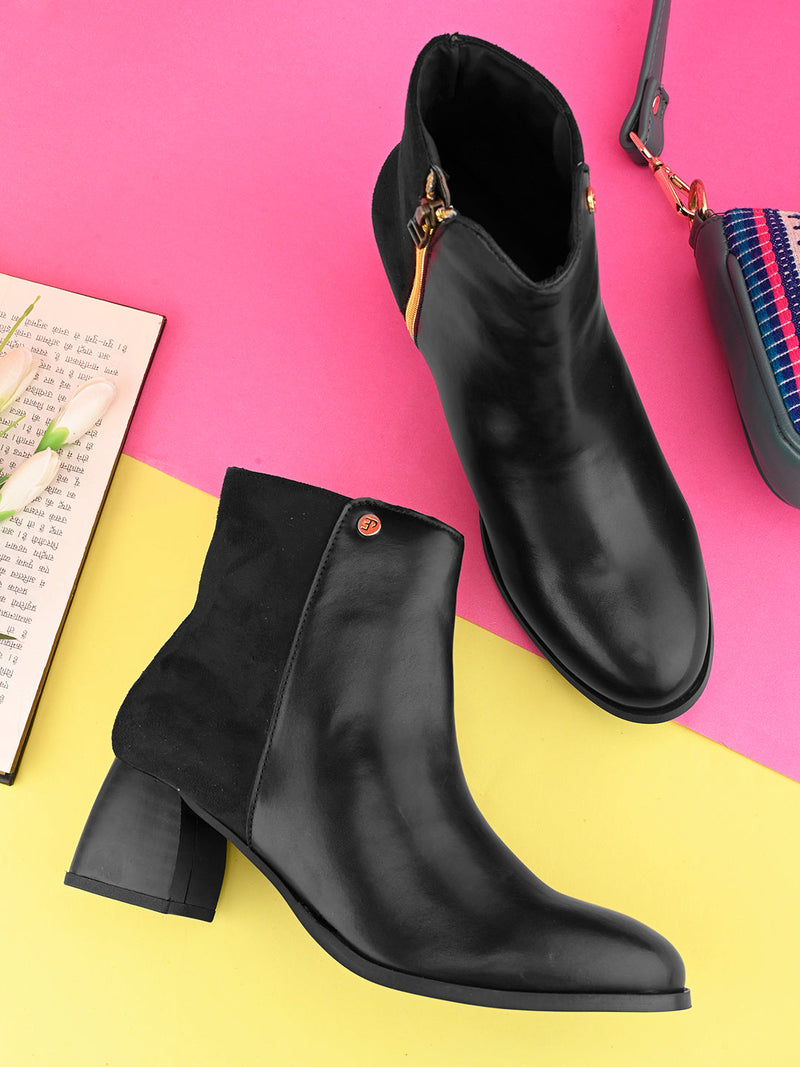 EL PASO Women Black Faux Leather Casual Chelsea Boots-7