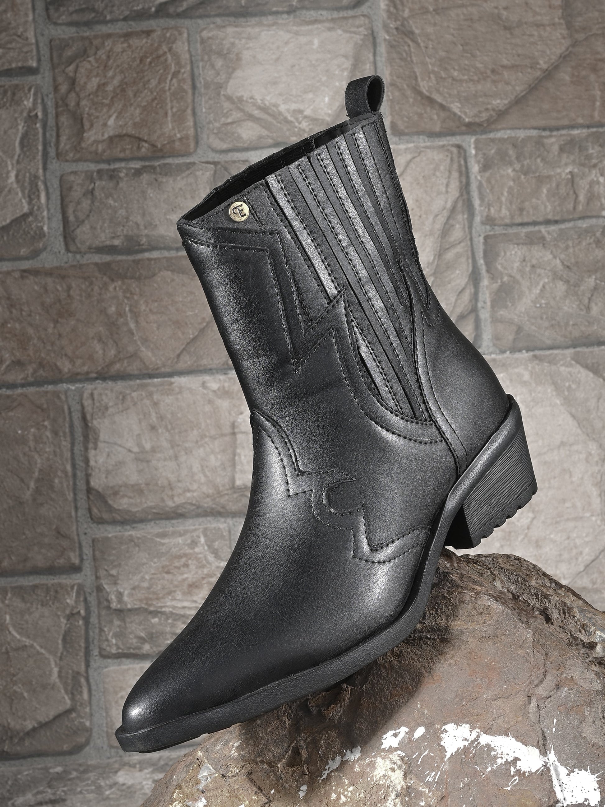 EL PASO Women Faux Leather Casual Slip On Cowboy Boots-8