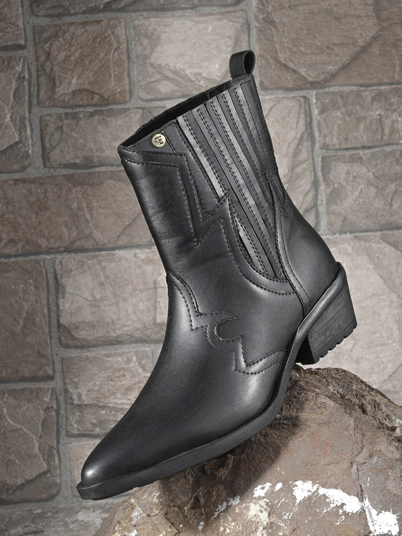 EL PASO Women Faux Leather Casual Slip On Cowboy Boots-8