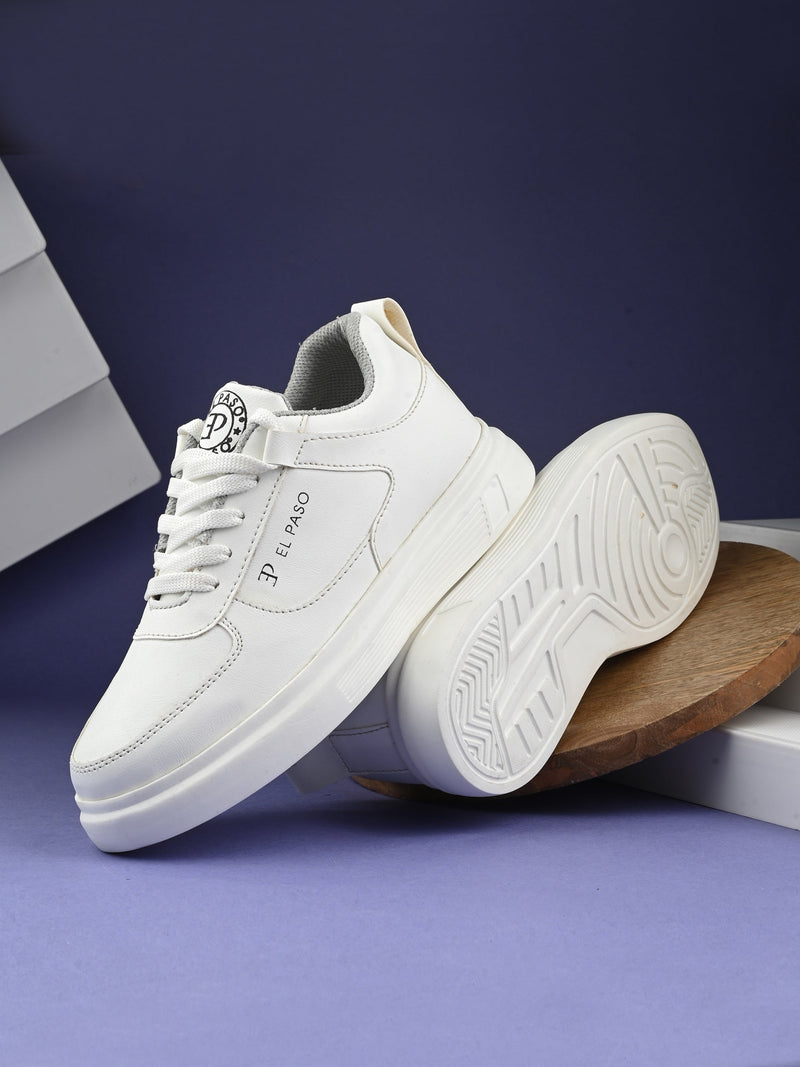 EL PASO Faux Leather Casual Lace Up Sneakers For Women-37