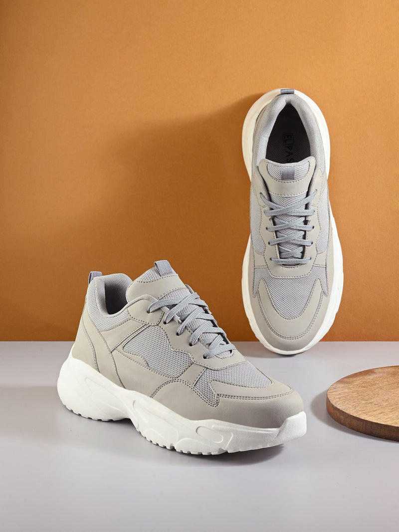 EL PASO Men Grey Faux Leather Casual Lace Up Sneakers-8