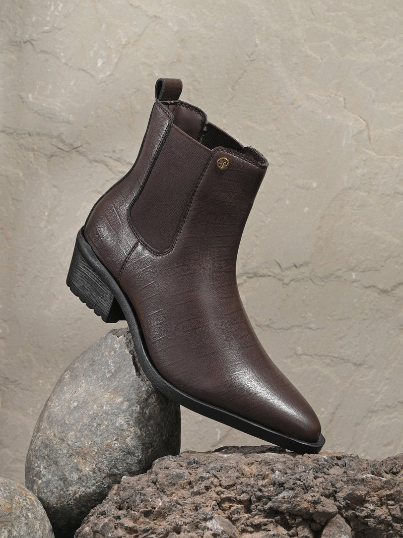 EL PASO Women Faux Leather Casual Slip On Boots-15