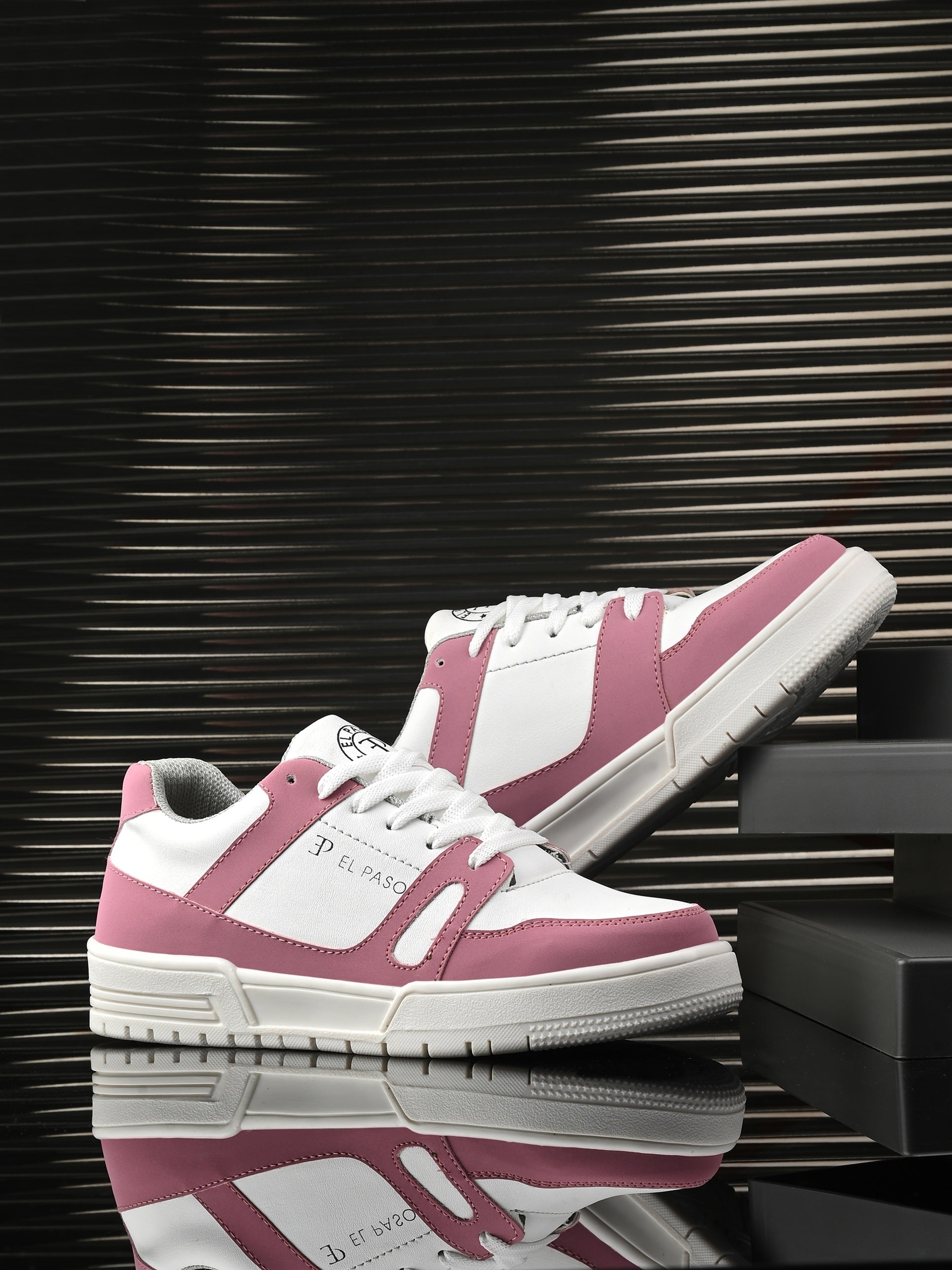 EL PASO Faux Leather Casual Shoes Lace Up Sneakers For Women-27