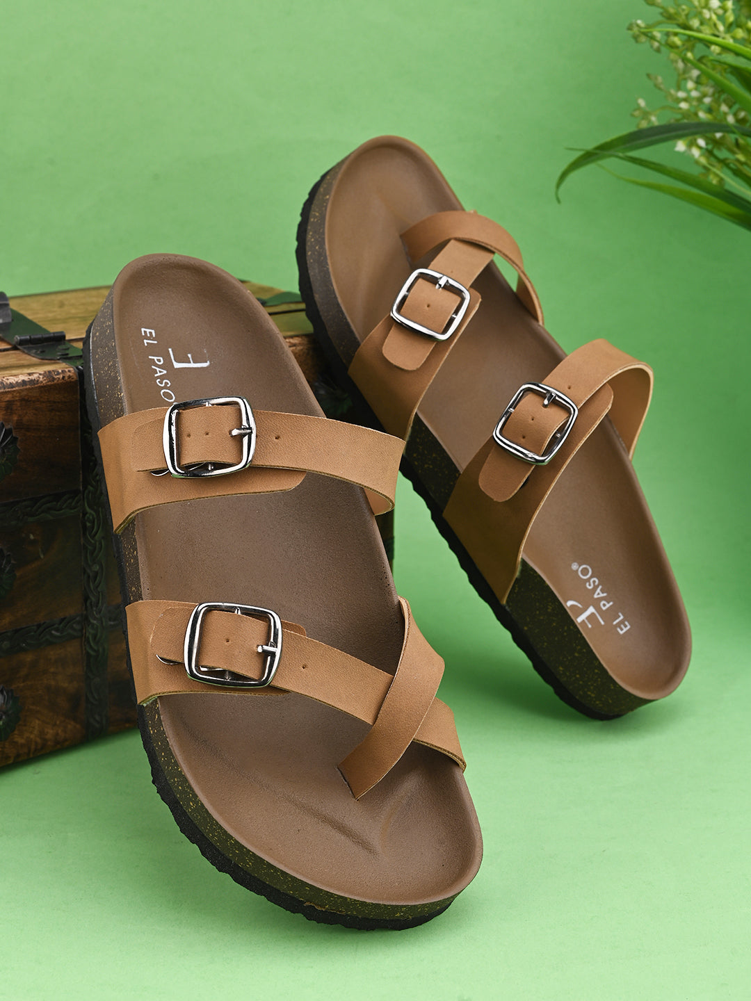 Women One Toe Flats with Buckles-6