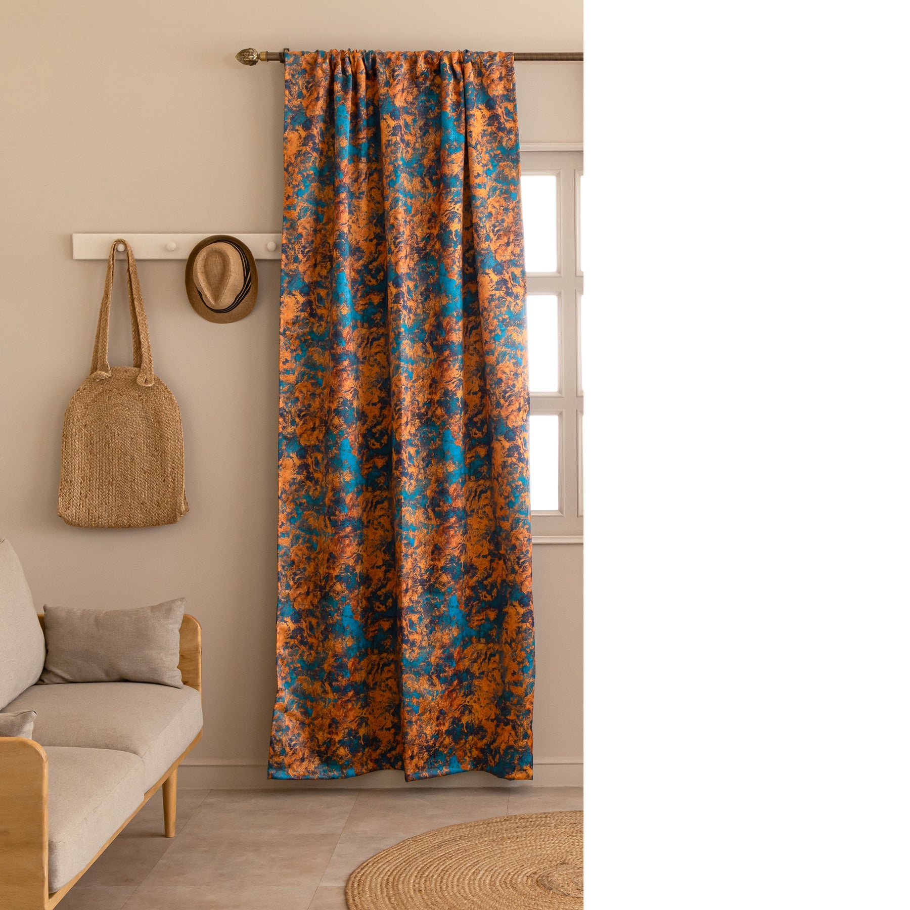Imprimer Abstract - Rod Pocket DP Blackout Curtain (Turquoise & Mustard)-6