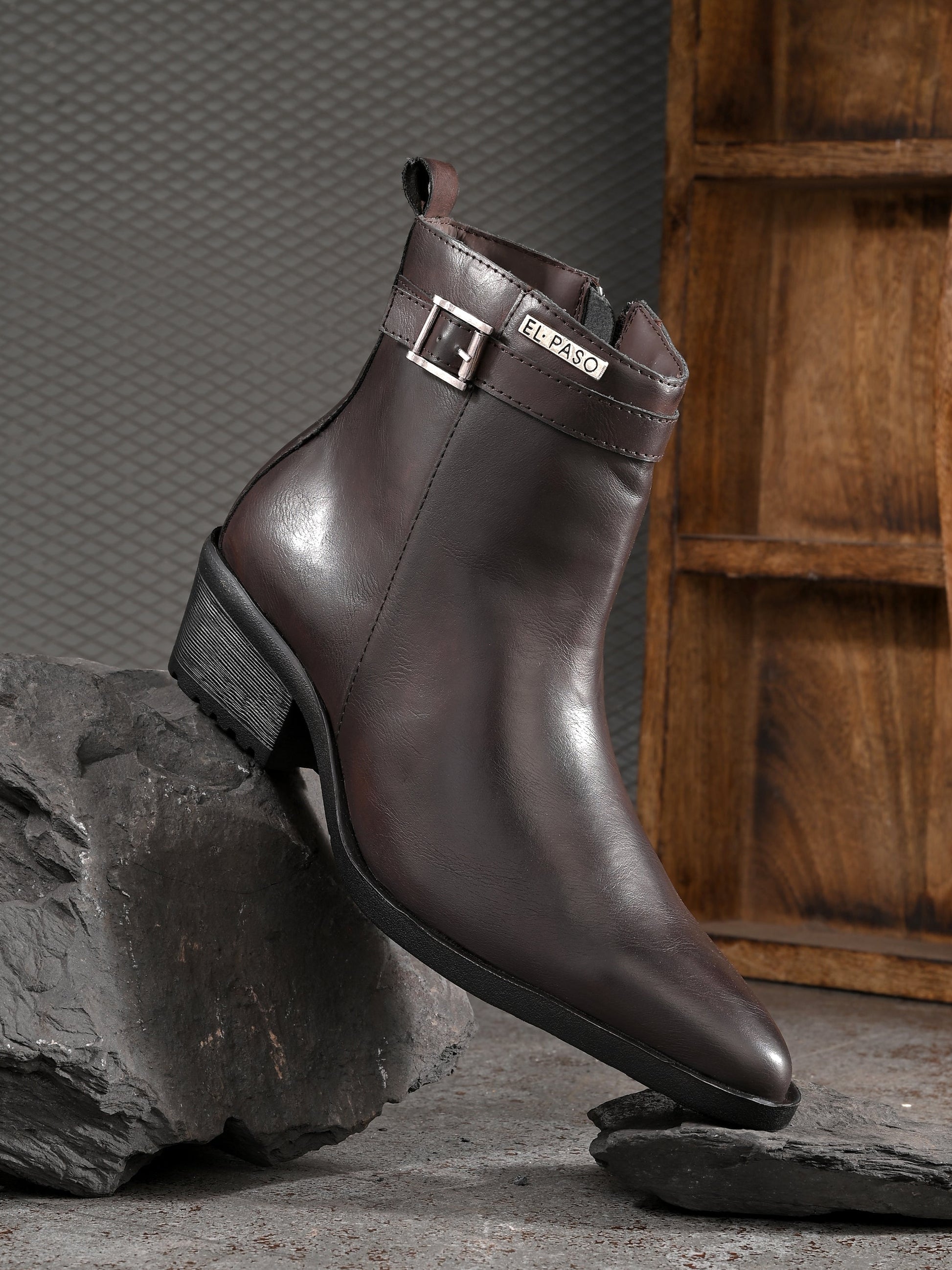 EL PASO Women Faux Leather Casual Slip On Boots-15