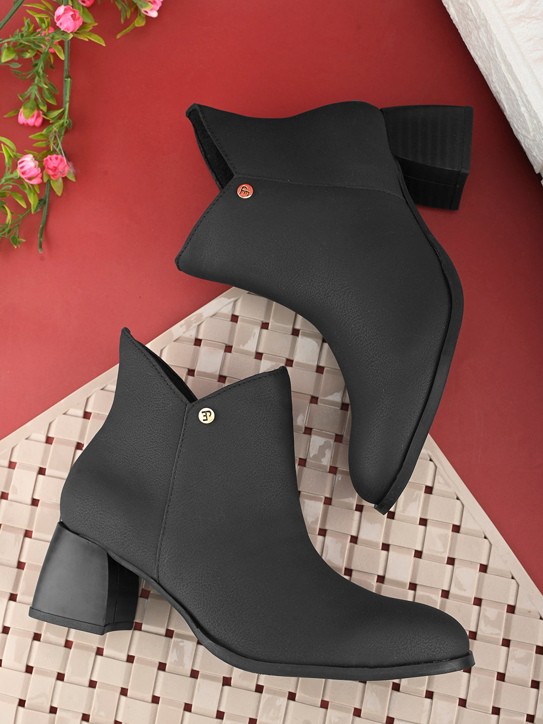 EL PASO Women Black Faux Leather Casual Chelsea Boots-7