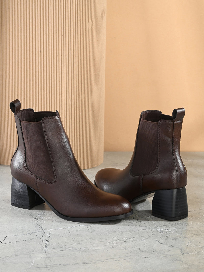 EL PASO Women Faux Leather Casual Slip On Boots-16