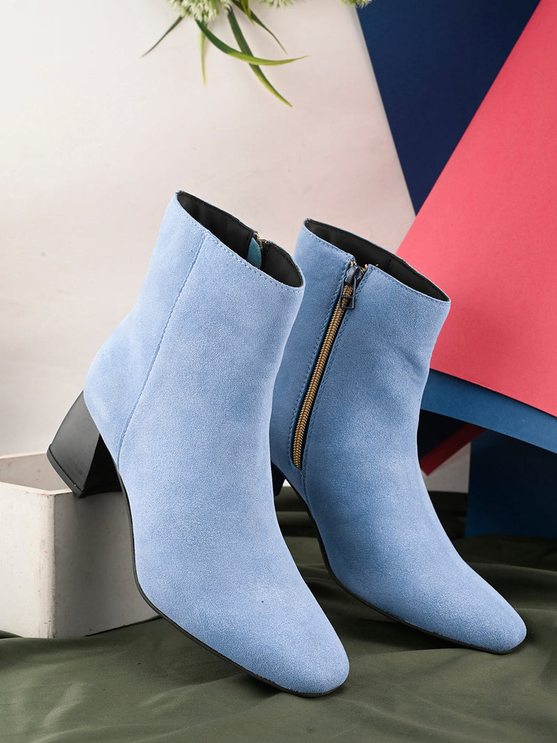 EL PASO Women Blue Faux Leather Casual Chelsea Boots-7