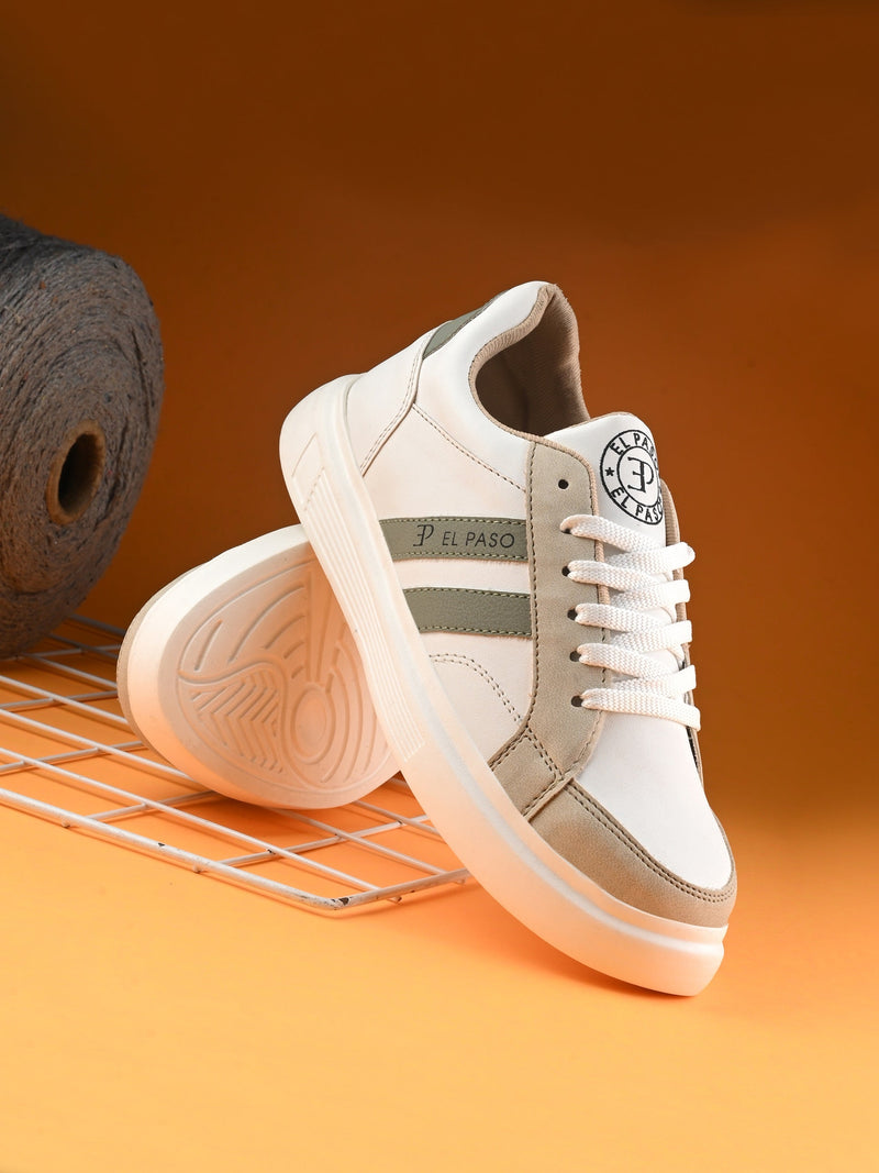 EL PASO Faux Leather Casual Lace Up Sneakers For Women-9