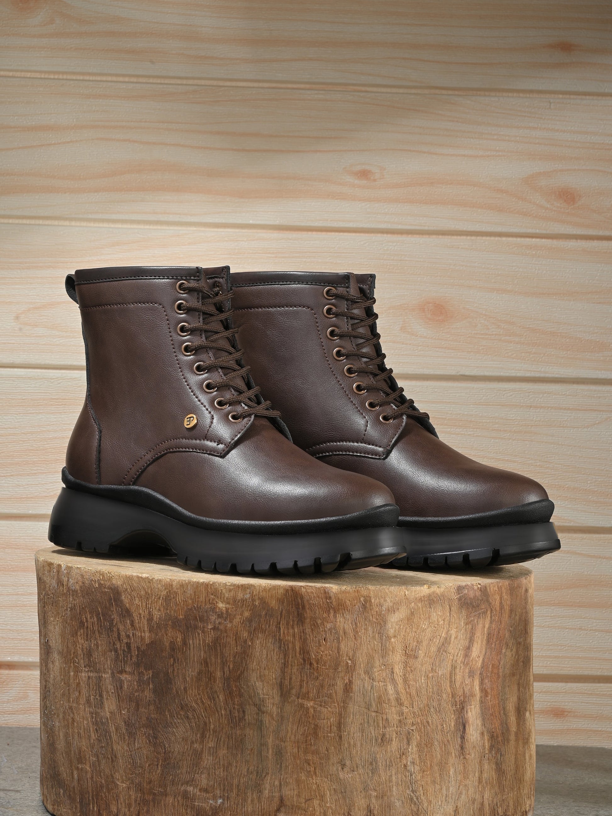 EL PASO Men Faux Leather Casual Lace Up Boots-15