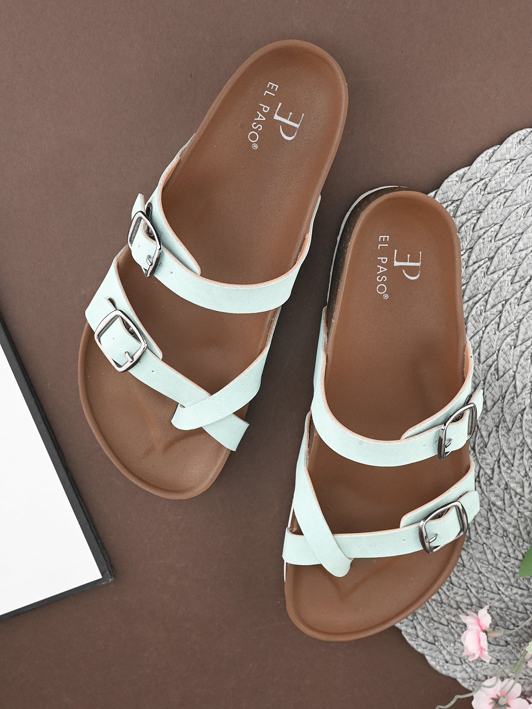 Women One Toe Flats with Buckles-12