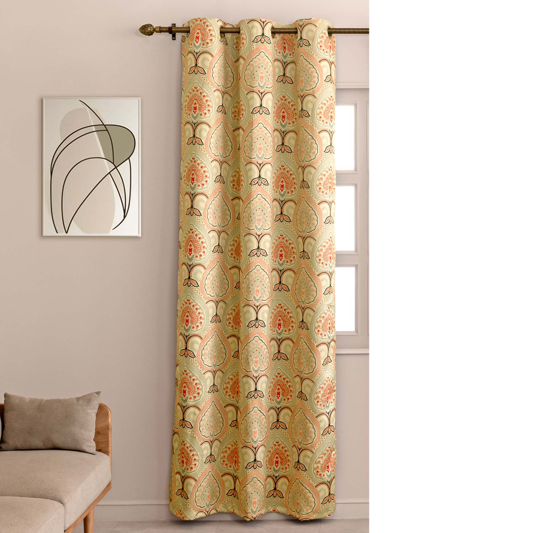 Imprimer Floral - Digital Printed Blackout Curtain (Green & Pink)-6