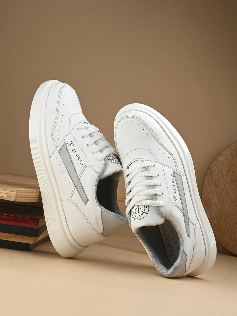 EL PASO Faux Leather Casual Lace Up Sneakers For Women-36