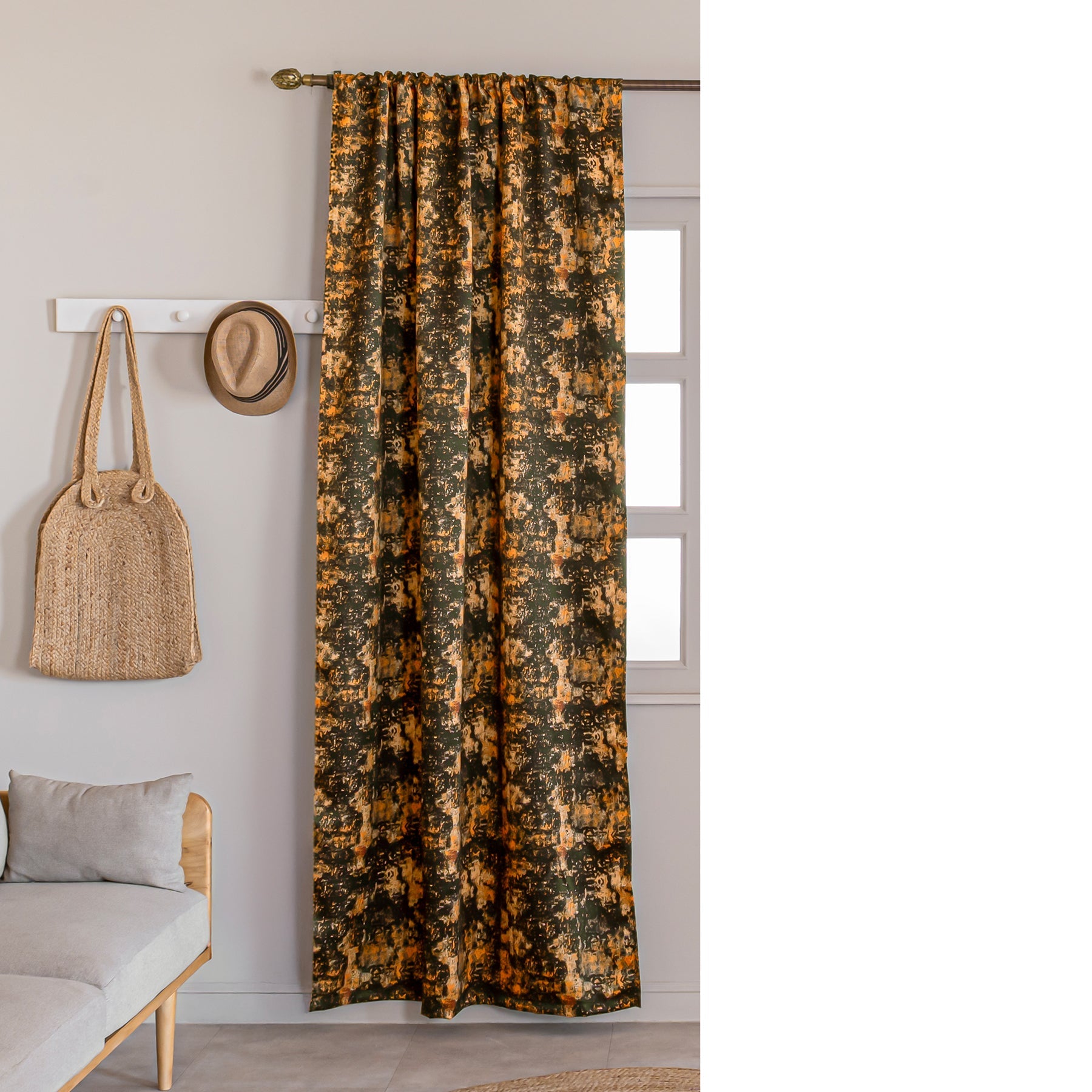 Imprimer Abstract - Rod Pocket DP Blackout Curtain (Black & Mustard)-6