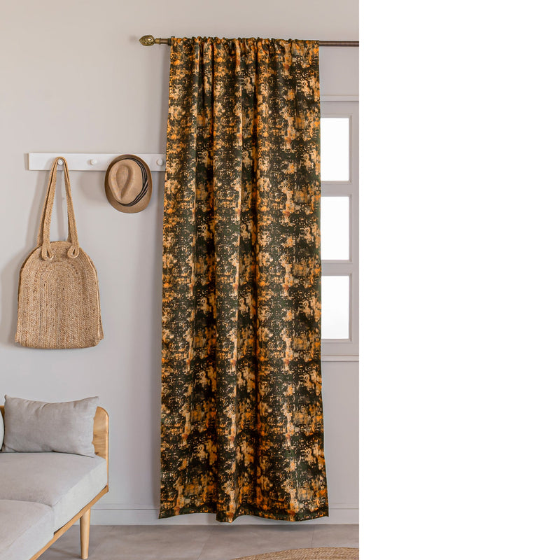 Imprimer Abstract - Rod Pocket DP Blackout Curtain (Black & Mustard)-6