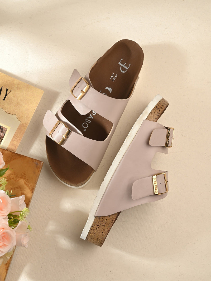 Luxurious Camel Leather Double-Strap Sandal For Women-9