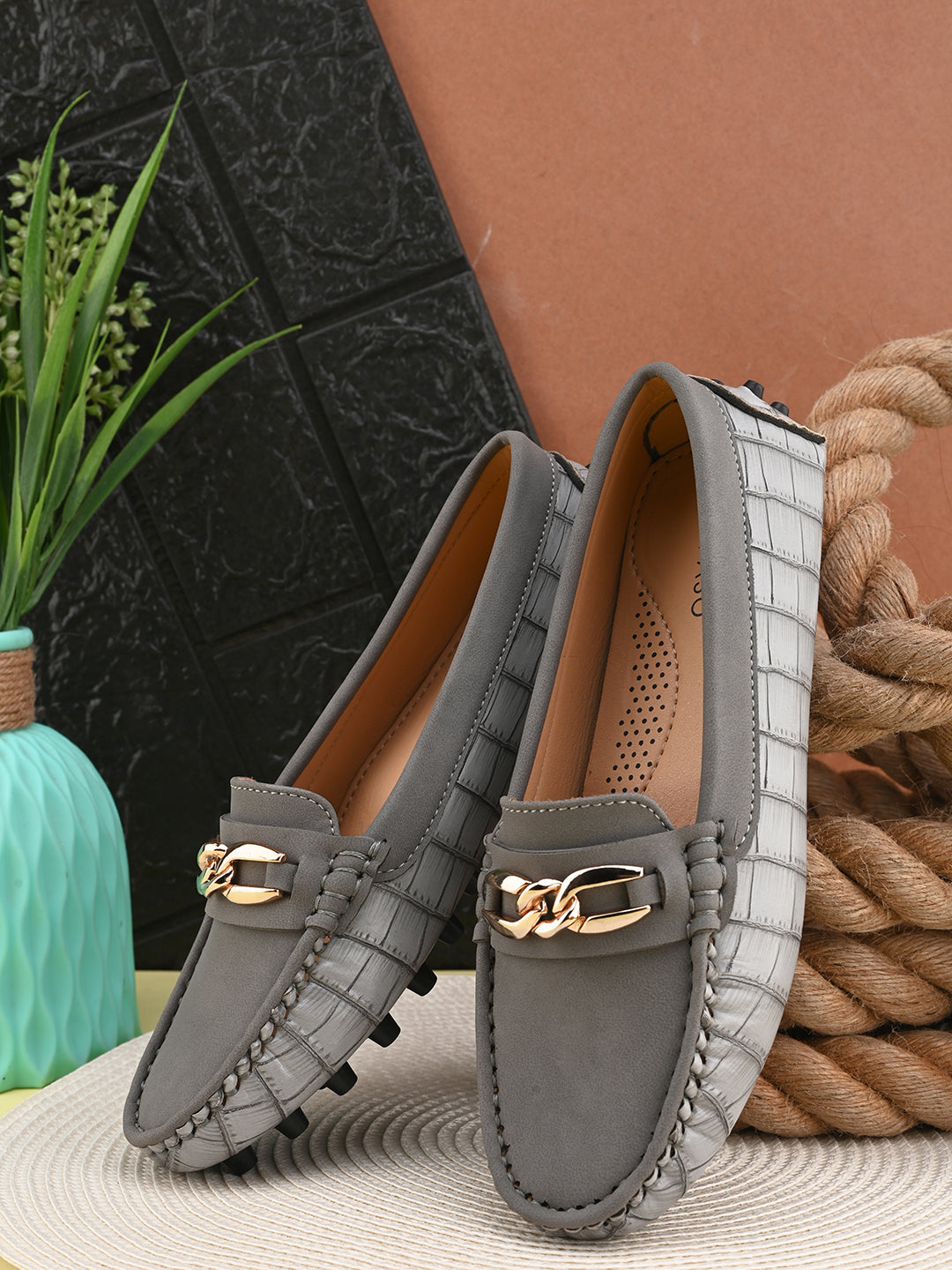 Women Loafers With Buckle Detailing-6