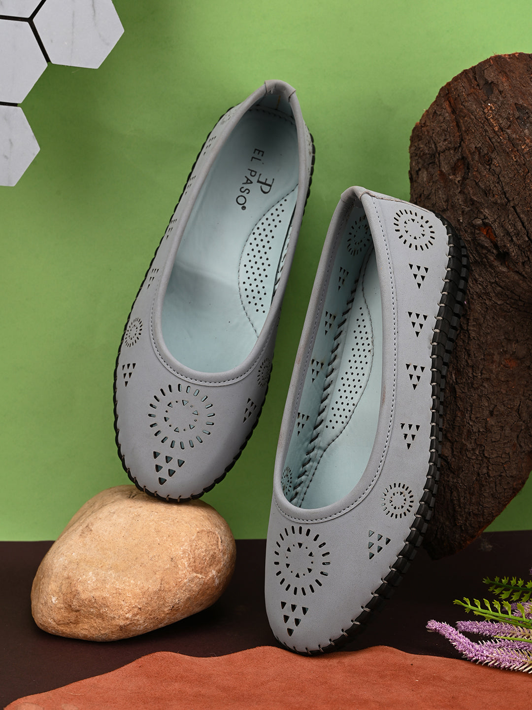 Women Ballerinas with Laser Cuts Flats-6