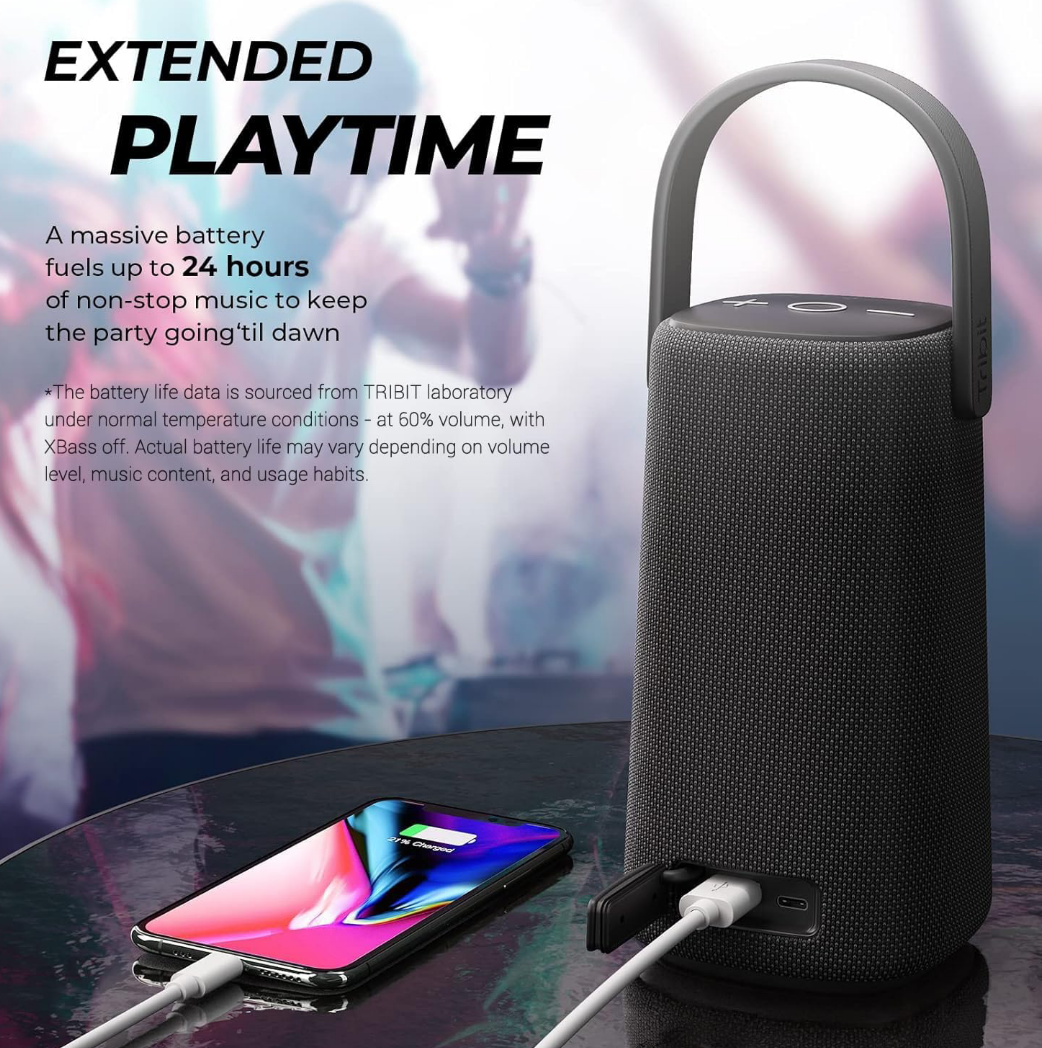 Tribit Upgraded Version StormBox Pro Bluetooth Speaker 40W 5.3 Channel Wireless Portable Speaker High Fidelity 360° Sound Built-in XBass, IP67 Waterproof Bluetooth Tower Subwoofer