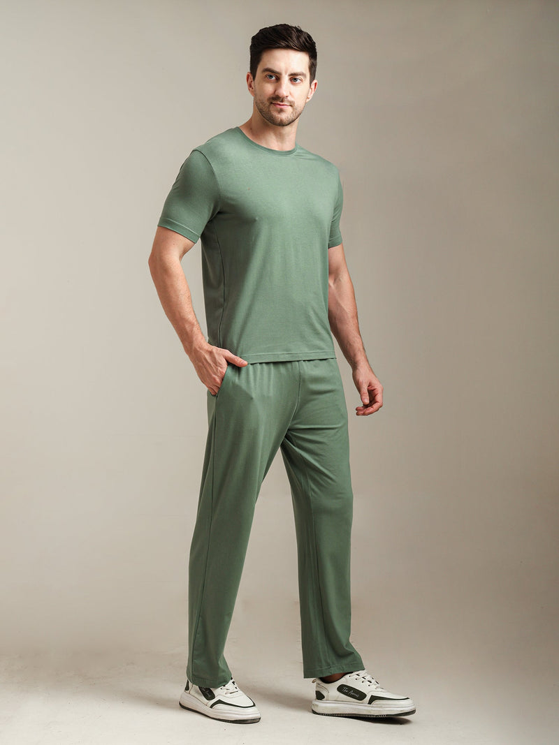 Naturefab Men's Organic Bamboo Pajama Co-ord Granite Green-2