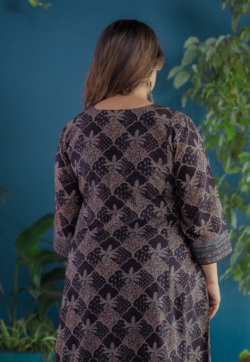 Kashish Black Ajrakh Cotton Kali Kurta