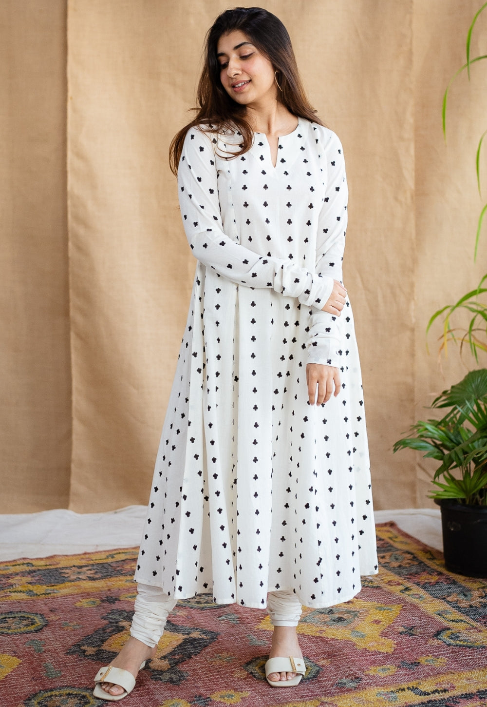Shinat Block Printed Cotton Kali Kurta