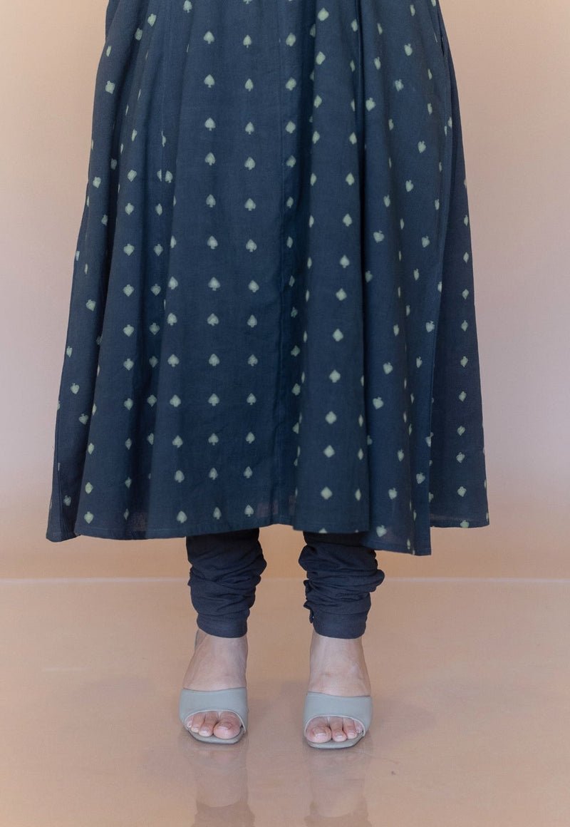 Miral Green Solid Slub Cotton Churidar