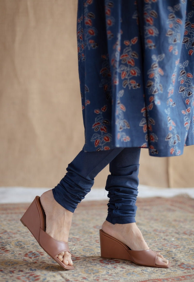 Miral Indigo Solid Slub Cotton Churidar