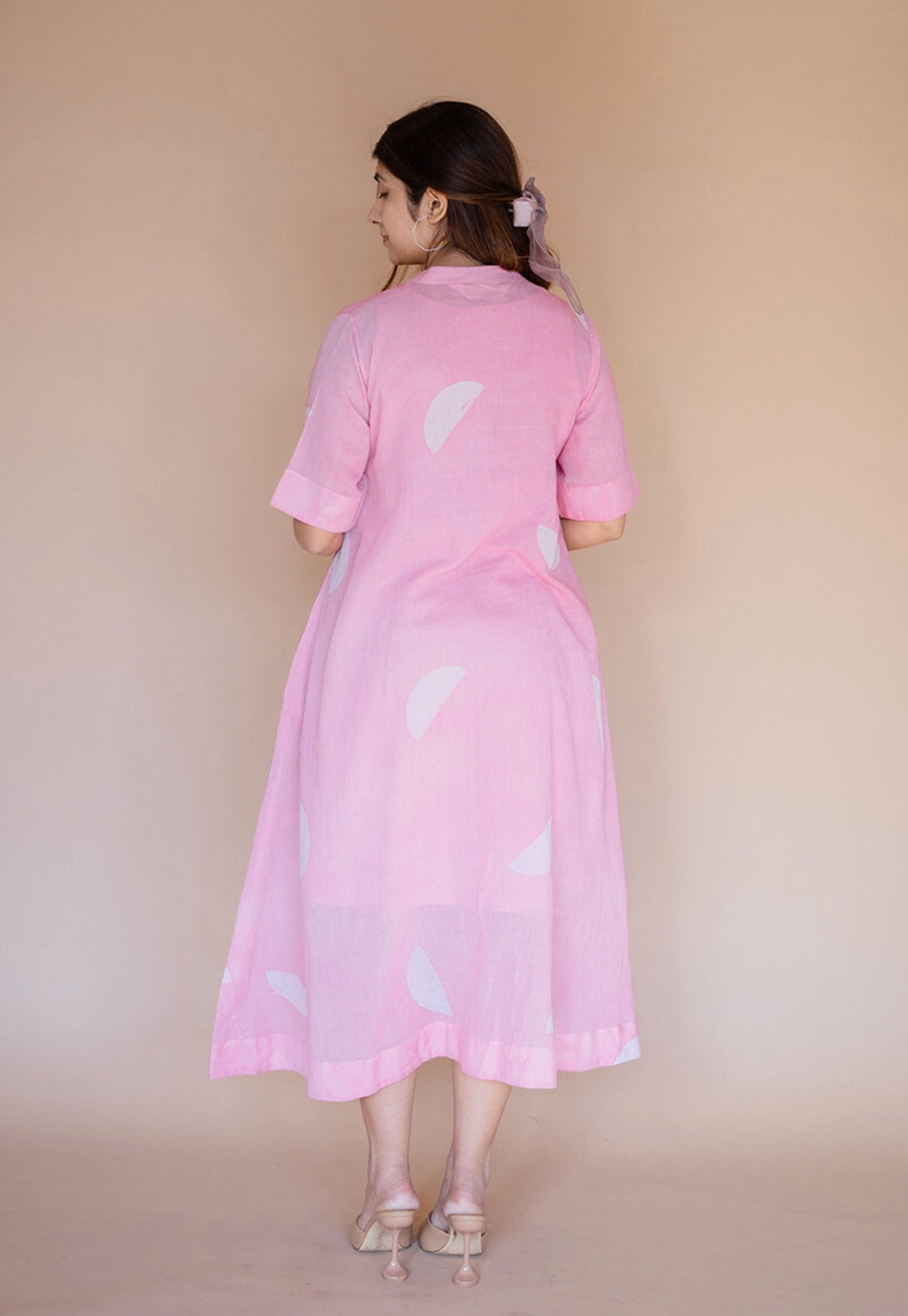 Safa Pink Batik MulMul A Line Dress with Slip
