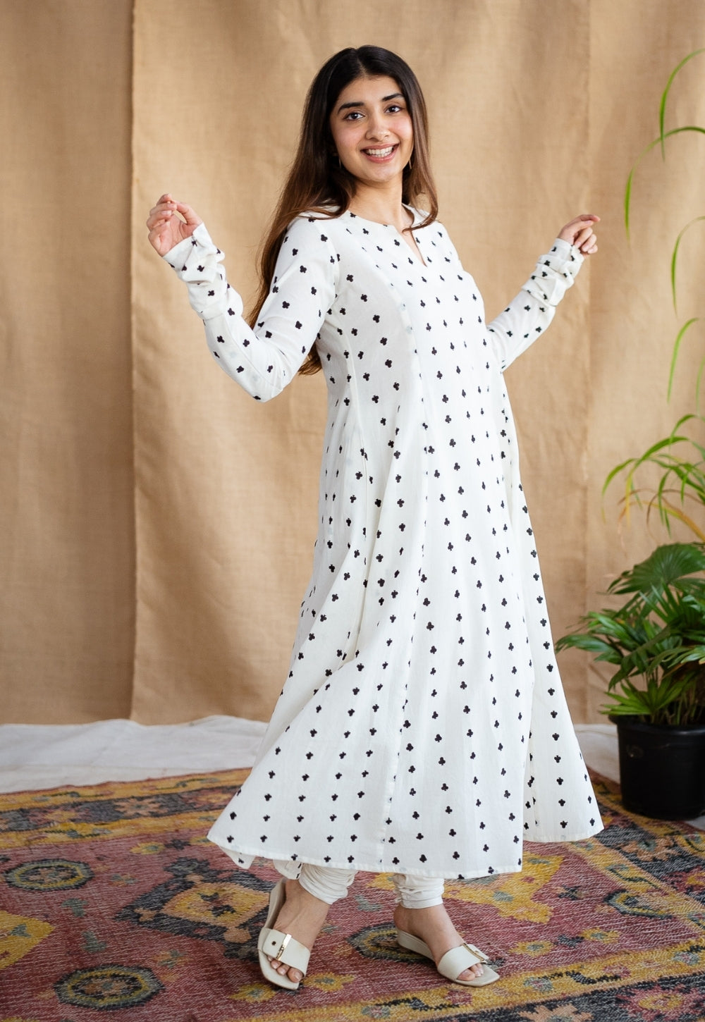 Shinat Block Printed Cotton Kali Kurta