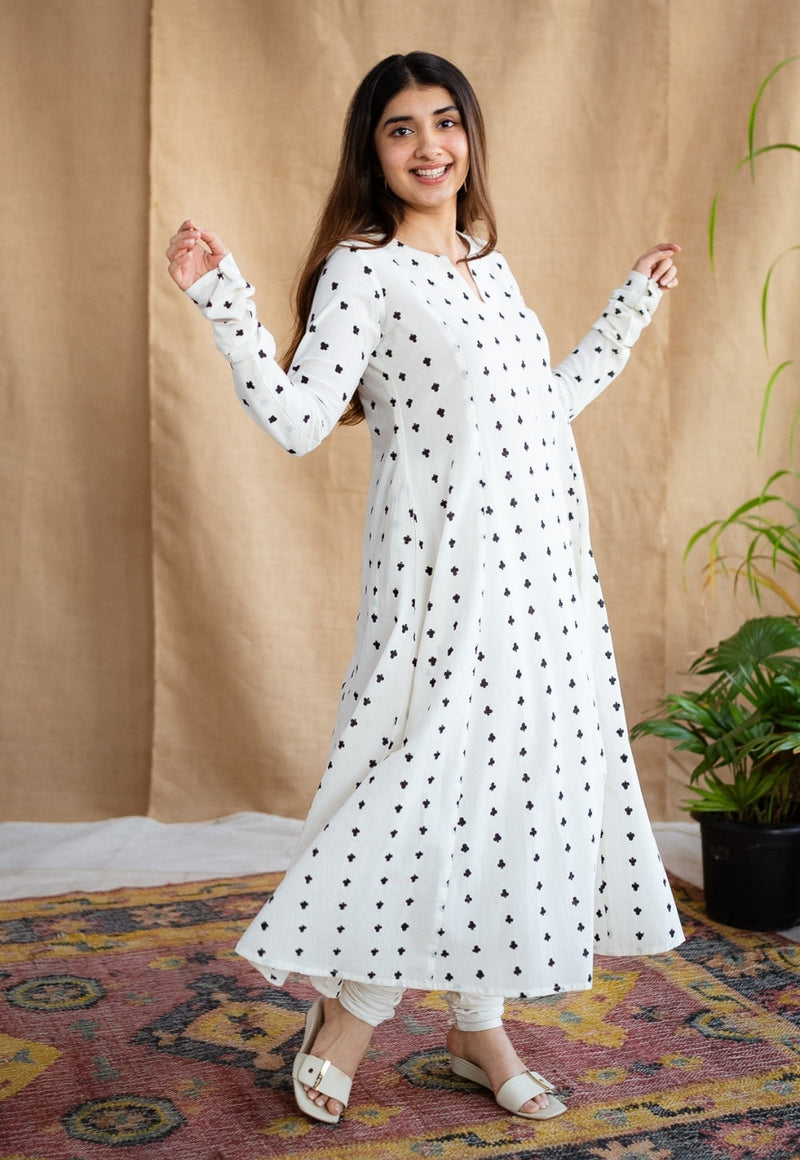 Shinat Block Printed Cotton Kali Kurta