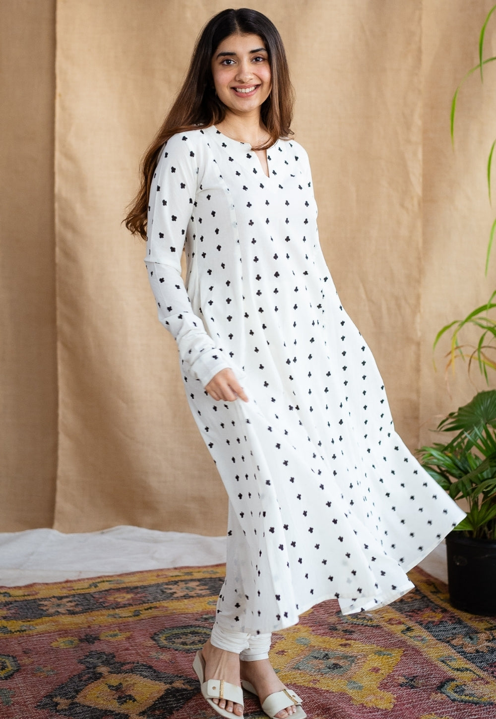 Shinat Block Printed Cotton Kali Kurta