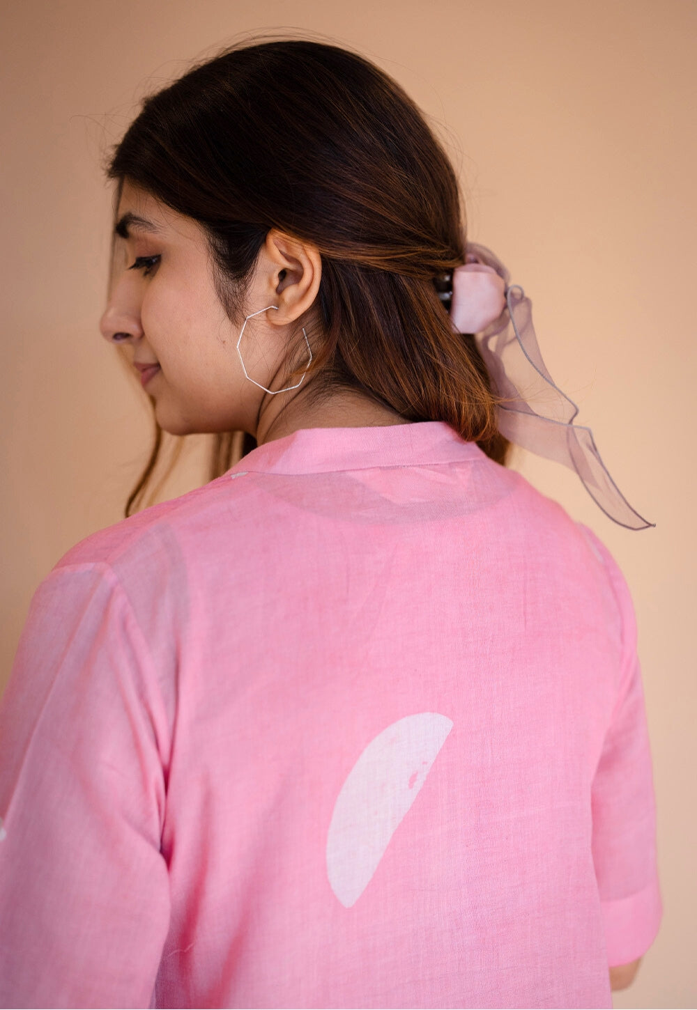 Safa Pink Batik MulMul A Line Dress with Slip