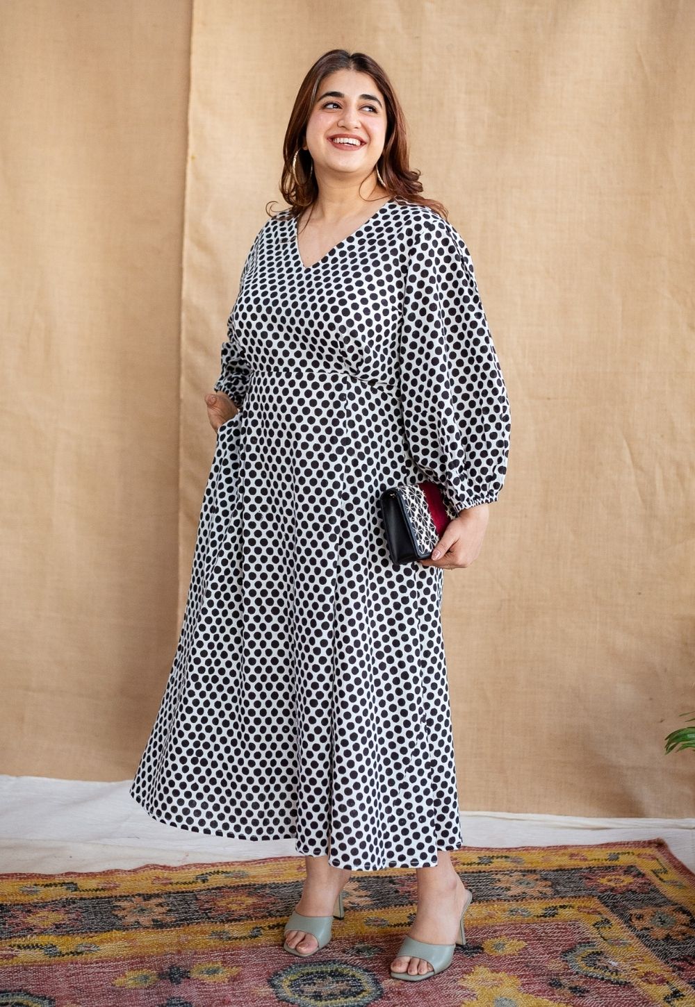 Rahima Black Hand Block Print Cotton A Line Dress