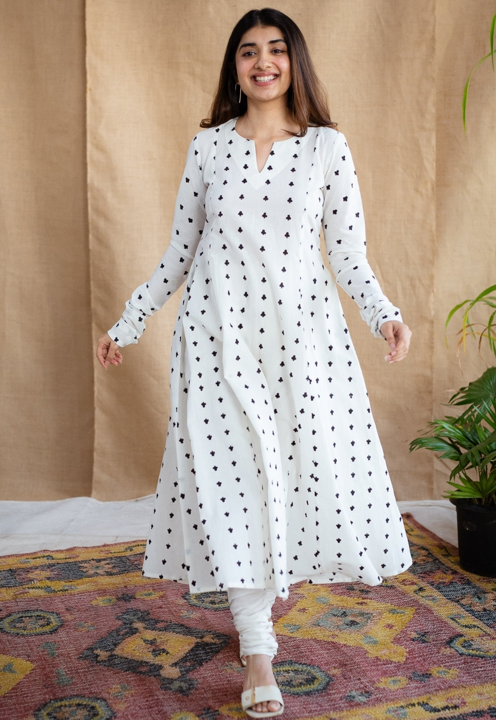 Shinat Block Printed Cotton Kali Kurta