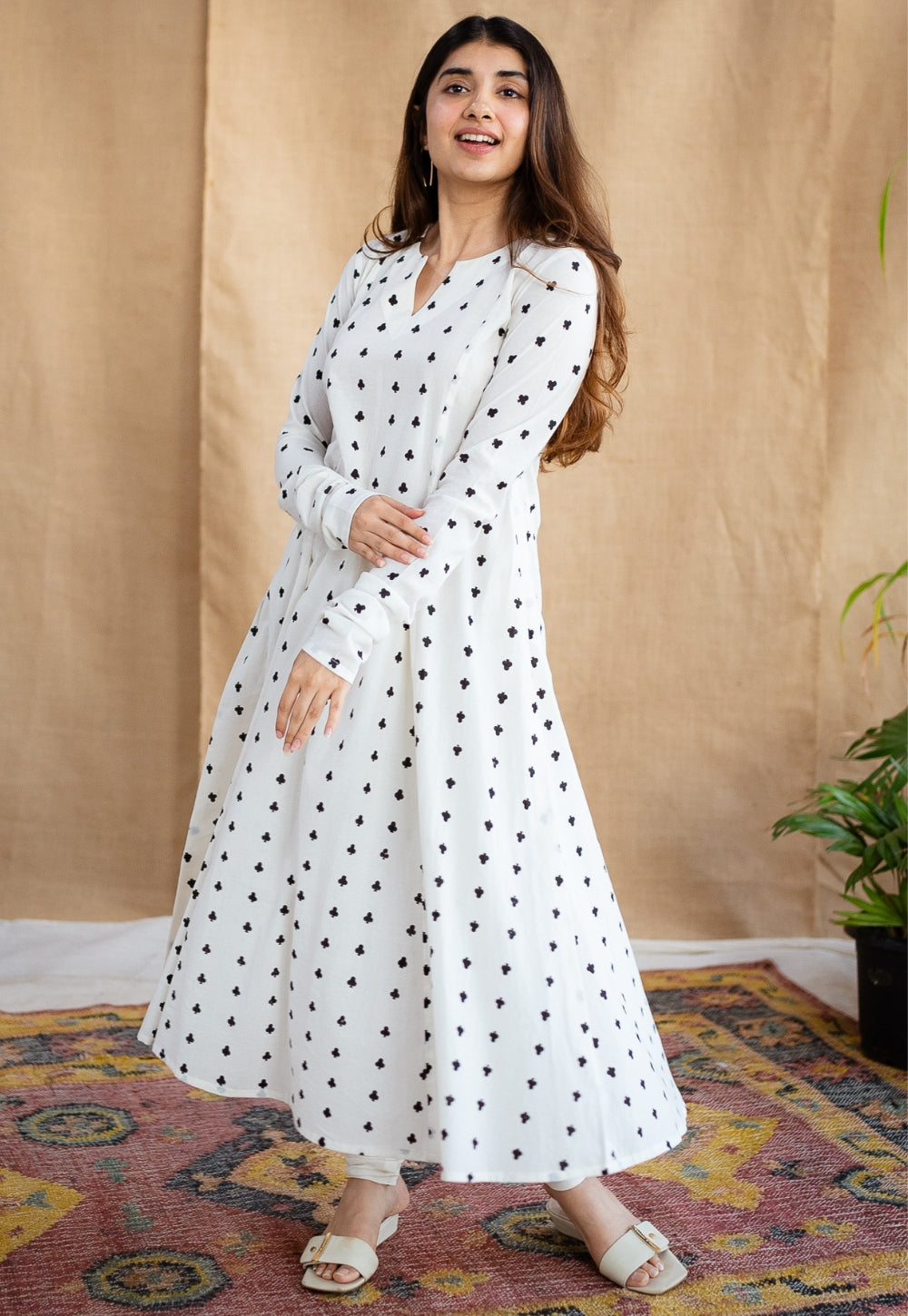 Shinat Block Printed Cotton Kali Kurta