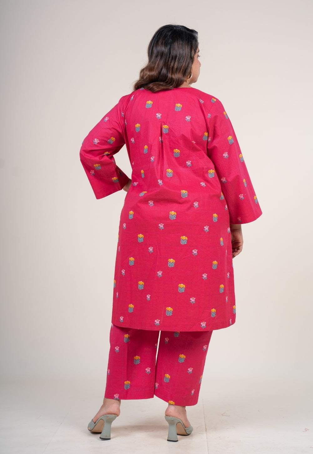 Kaaya Hot Pink Printed Cotton Straight Co-Ord Set