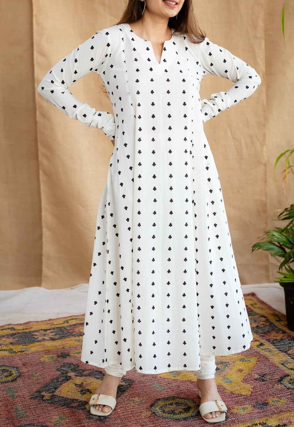 Shinat Block Printed Cotton Kali Kurta