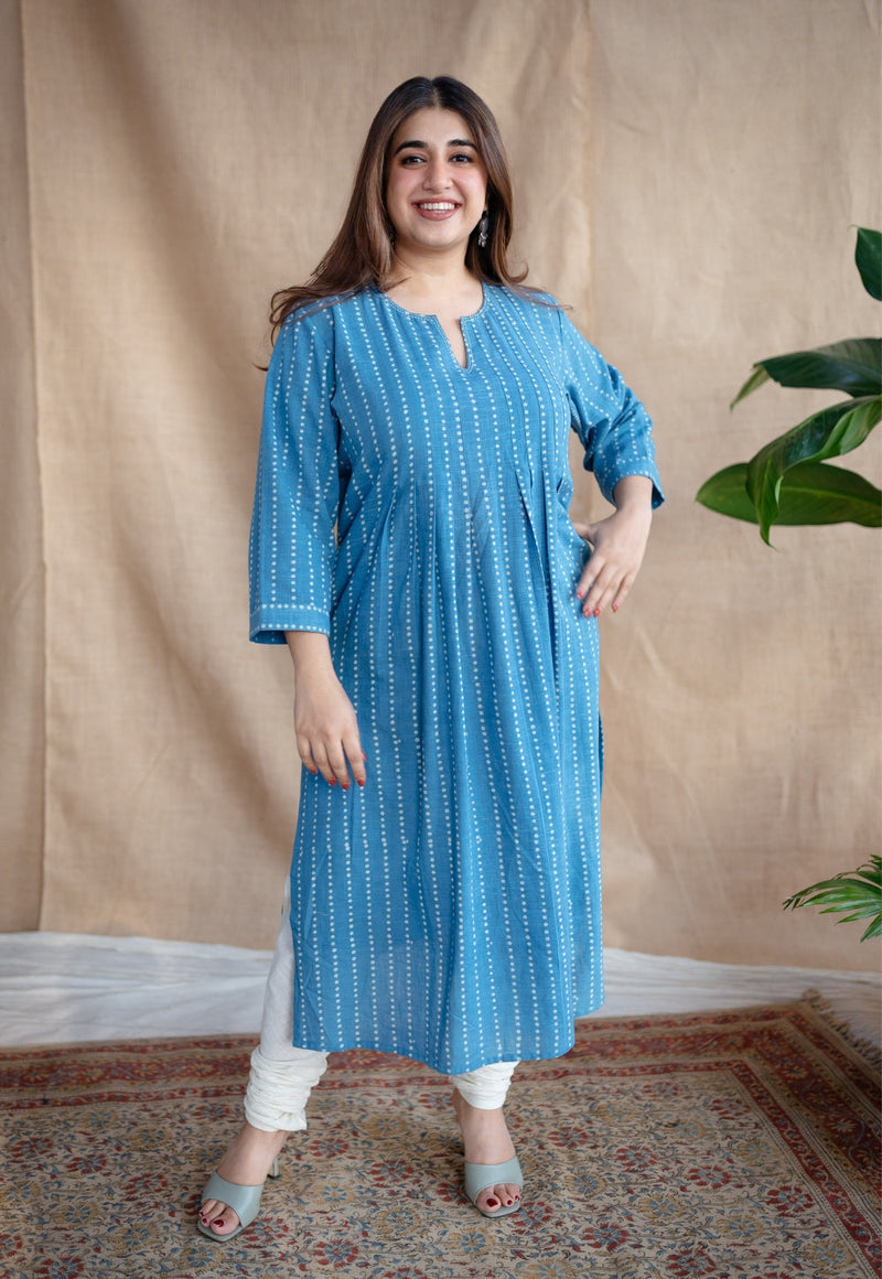 Yahvi Dabu Slub Cotton Hand Embroidered Kurta