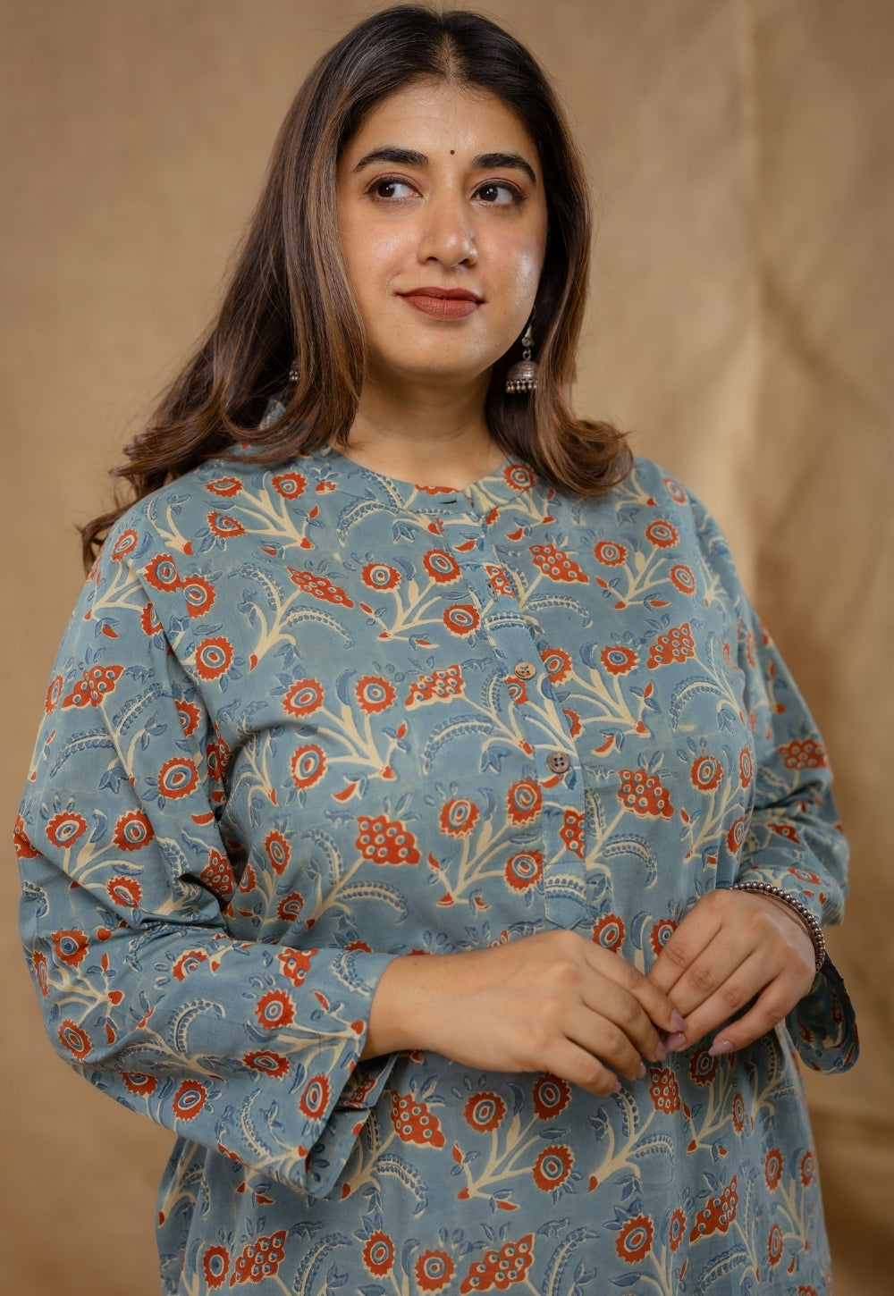 Azha Blue Ajrakh Cotton Straight Kurta